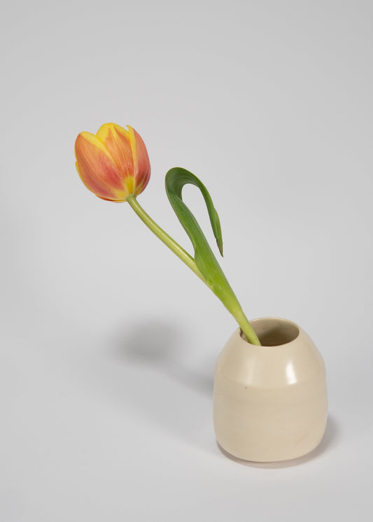 Handmade Warm Off-White Mini Ceramic Vase – Small Bud Vase for Home Decor