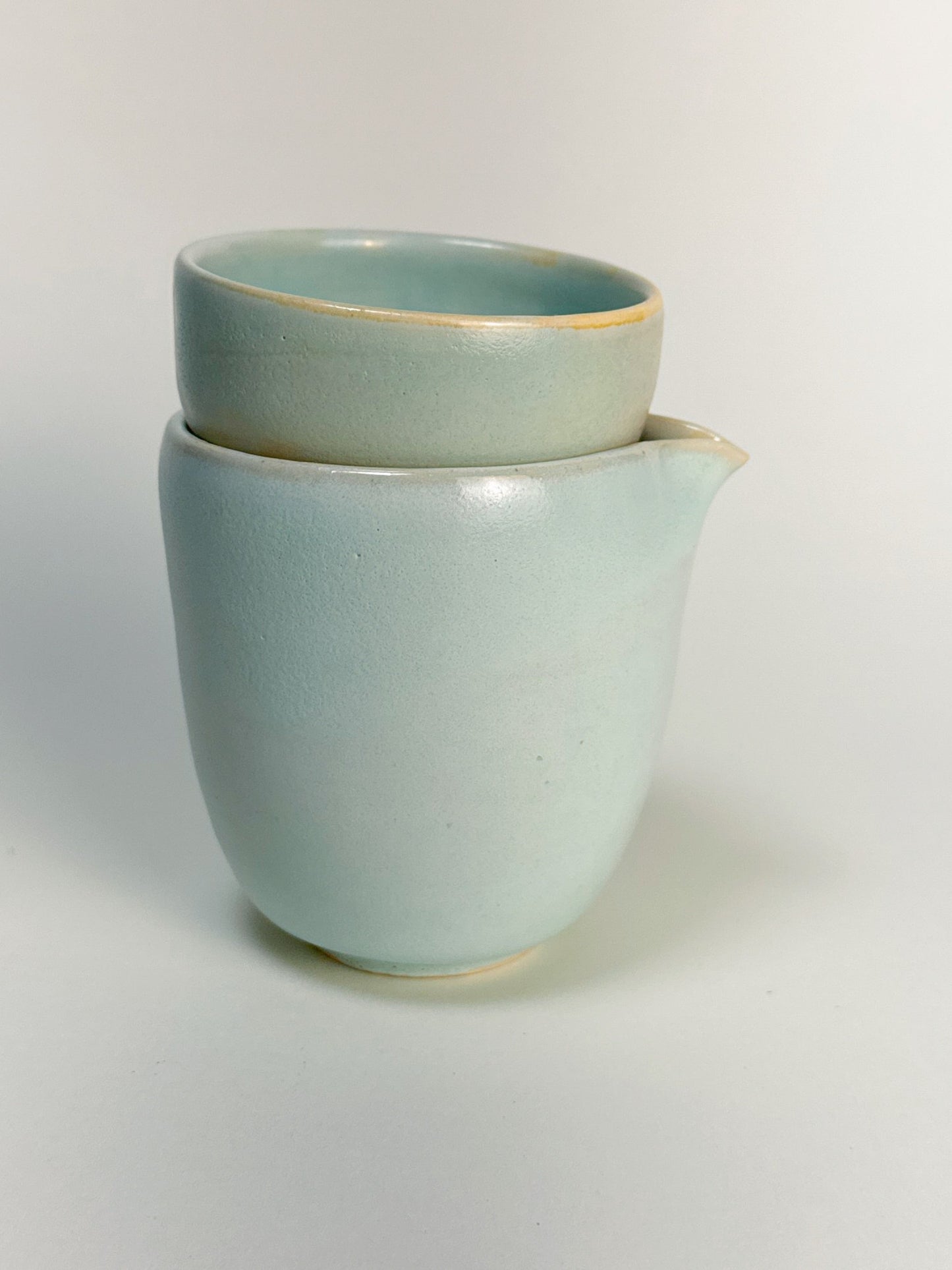 Handmade Soft Celadon Gong Dao Bei Set – Ceramic Fairness Pitcher & Tea Cup