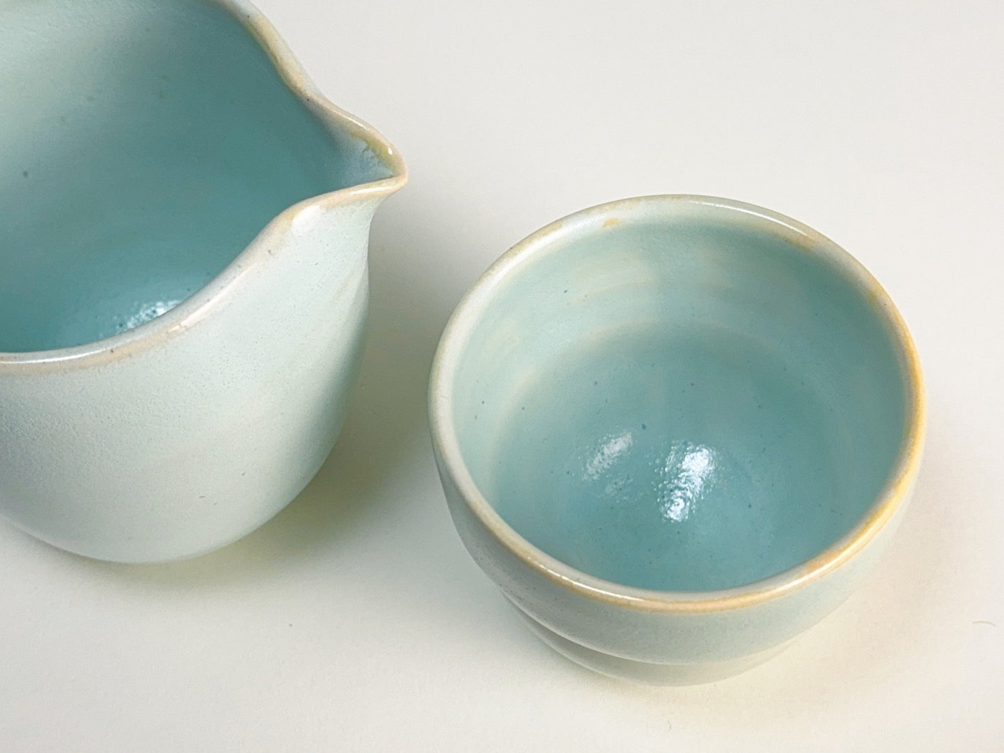 Handmade Soft Celadon Gong Dao Bei Set – Ceramic Fairness Pitcher & Tea Cup